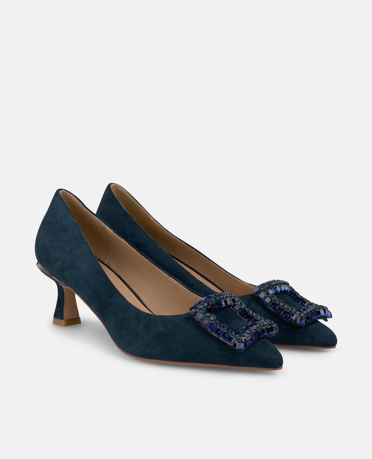 alma-en-pena-pumps-marineblau-spitzer-low-schuh-6-cm-mit-strass-brosche image 2