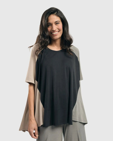 alembika-essential-colorblock-cupro-trapeze-top-charcoal image 2