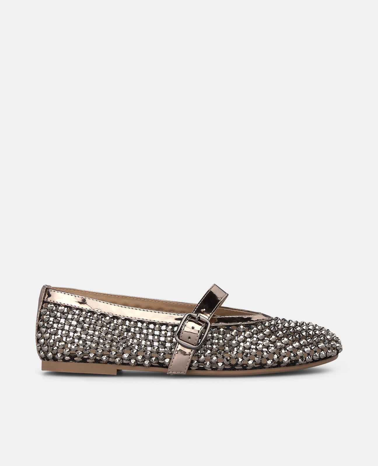 alma-en-pena-ballerina-silber-metallic-spangen-ballerina-mit-schnalle image 2