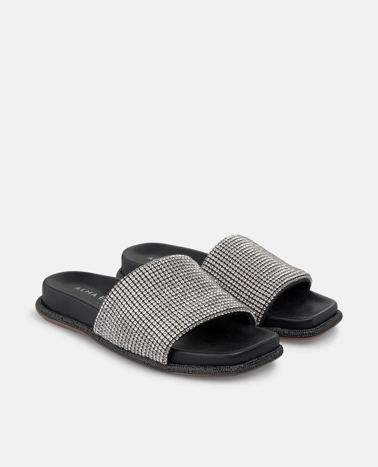 alma-en-pena-flache-sandale-schwarz-strass-2-cm image 2
