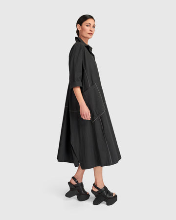 alembika-urban-the-edit-cotton-a-linien-kleid-black image 3