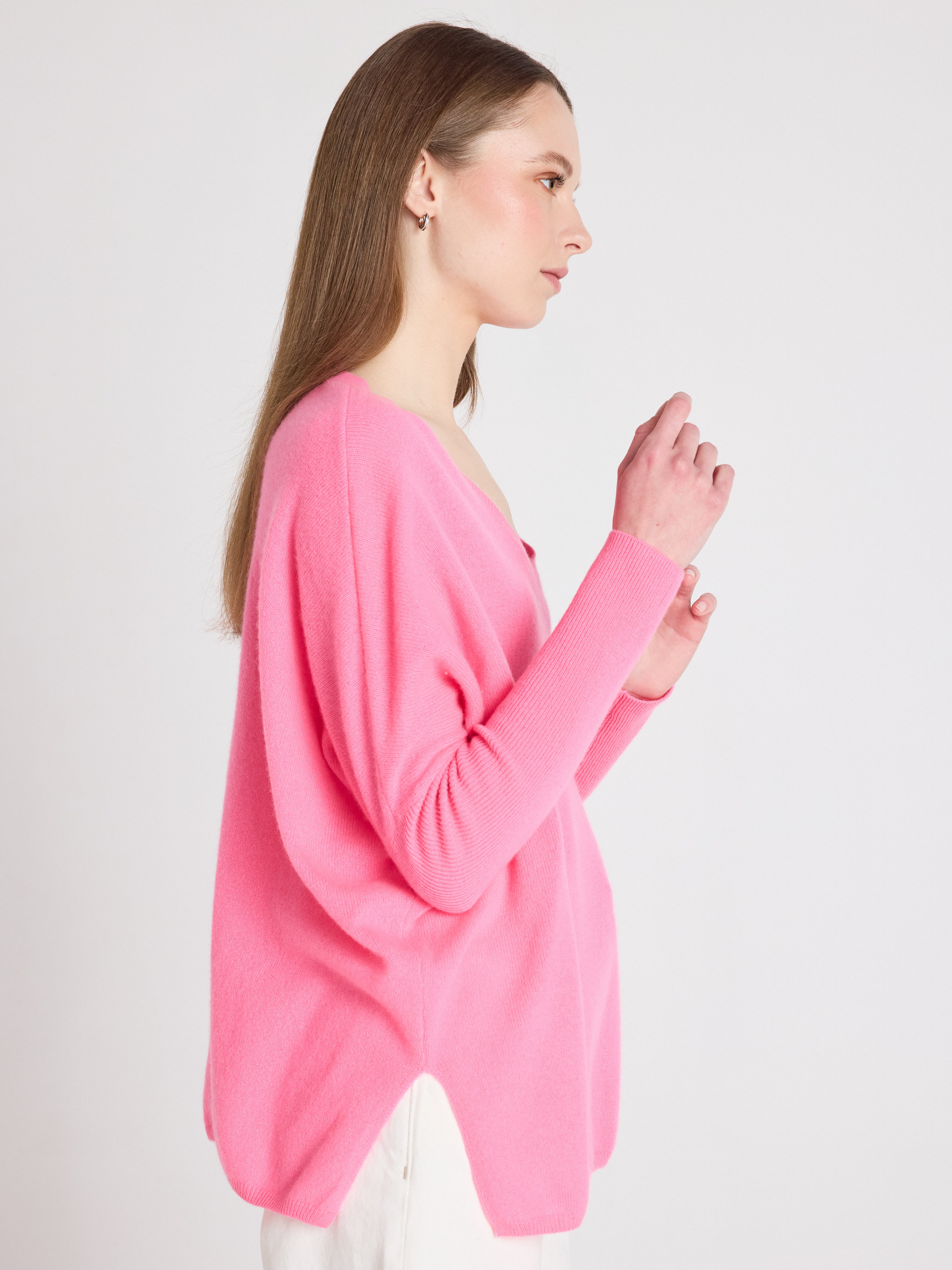 absolut-pull-poncho-camille-kaschmir-v-ausschnitt-rosa-neon image 3