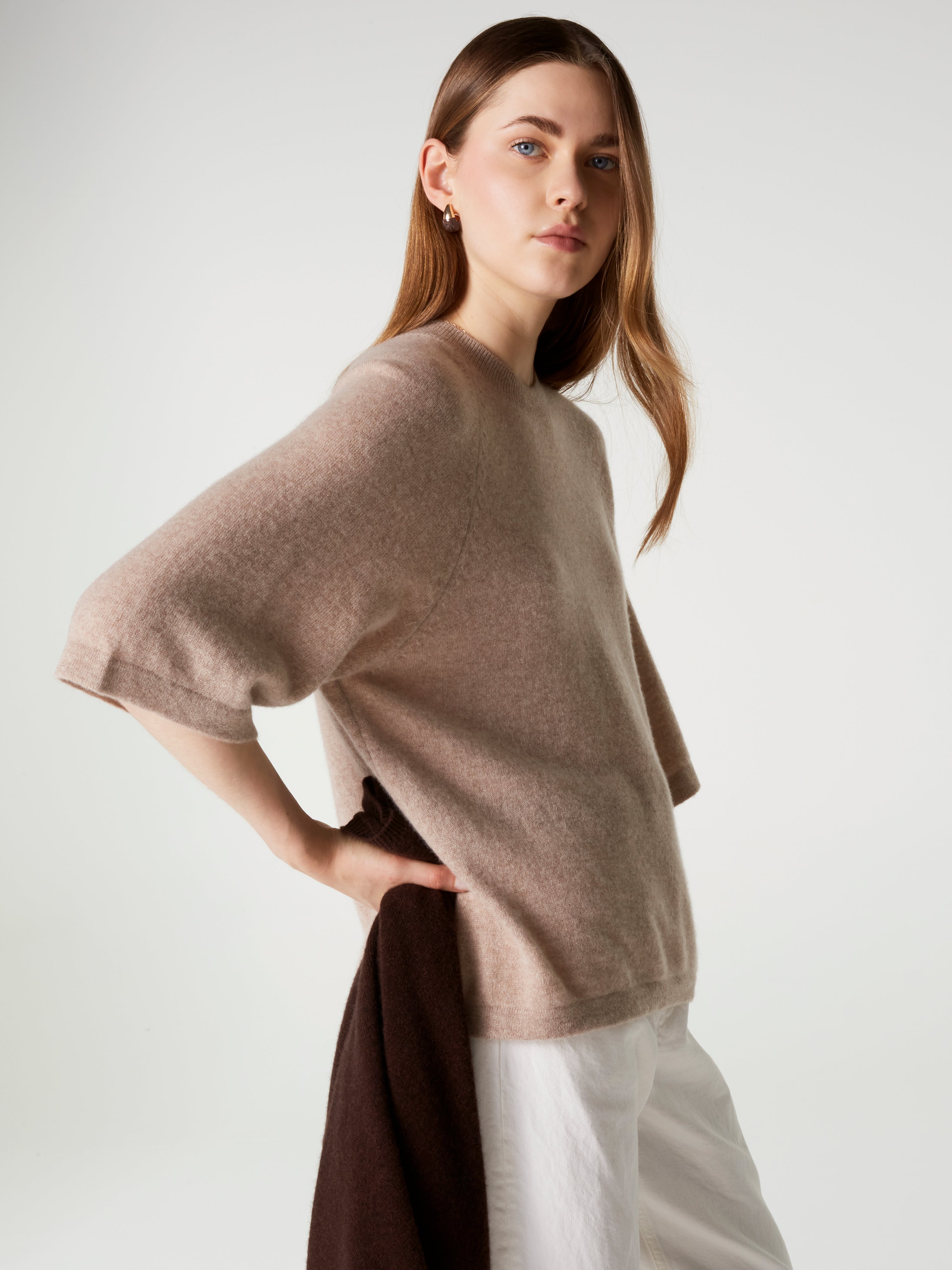 absolut-leana-damen-kaschmirpullover-oversize-3-4-arm-chestnut image 3