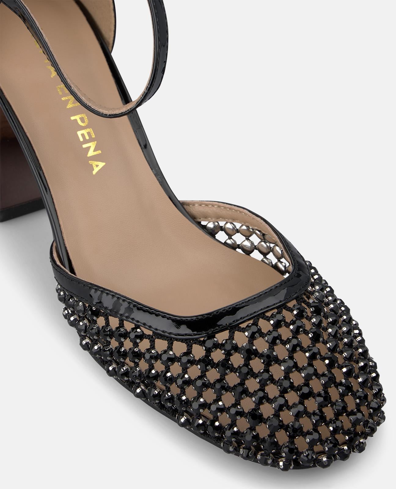 alma-en-pena-mesh-pumps-mit-strass-schwarz-7-cm-blockabsatz image 4