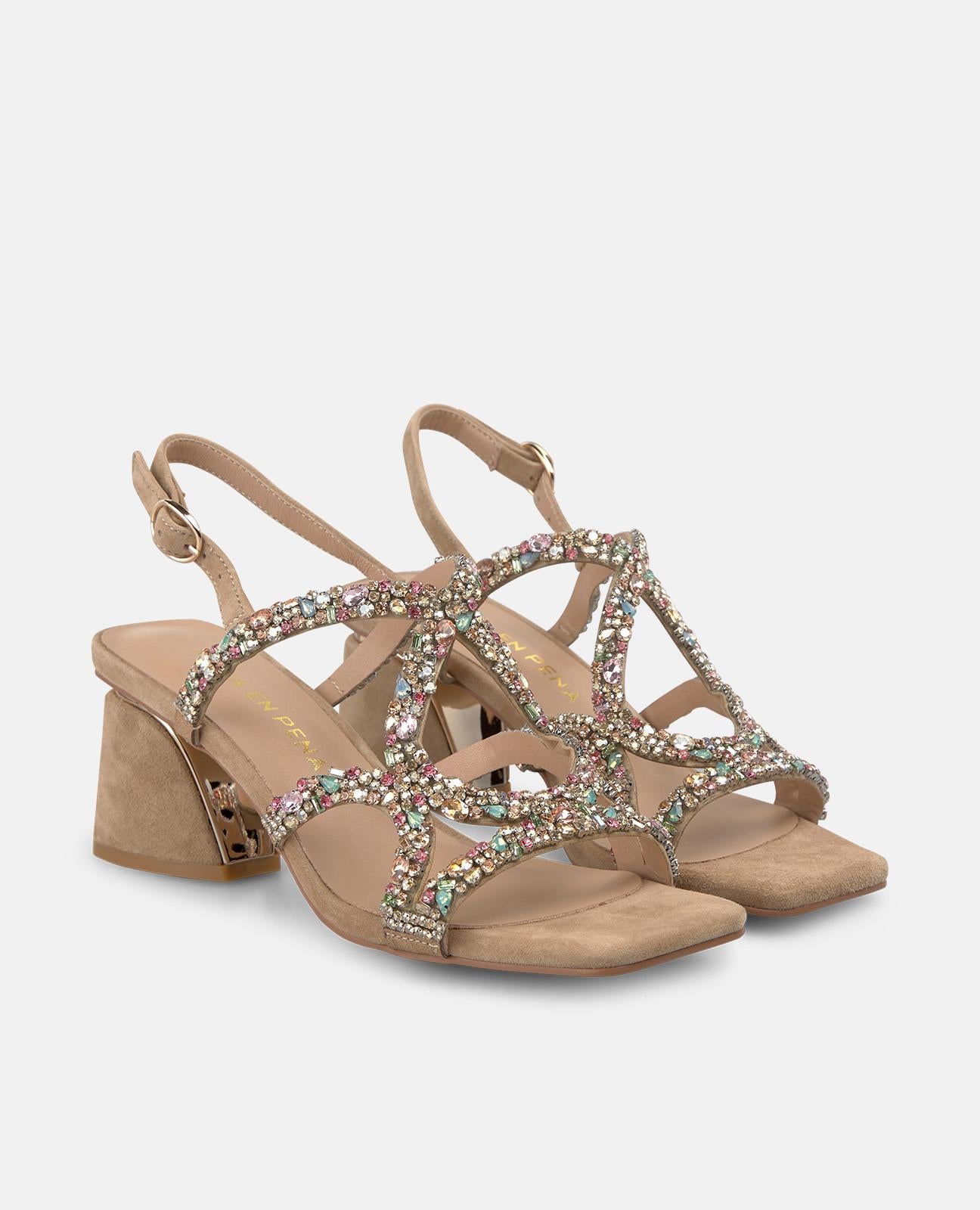 alma-en-pena-alfa-62967-riemchen-sandale-arena-strass-metallic-absatz-6-cm image 2