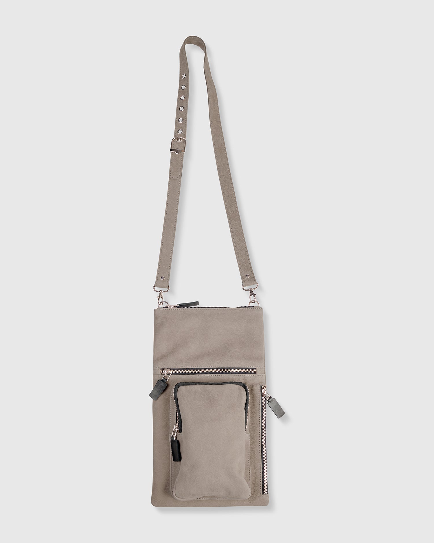alembika-flat-stash-pouch-tasche-damen-leder-grau image 3