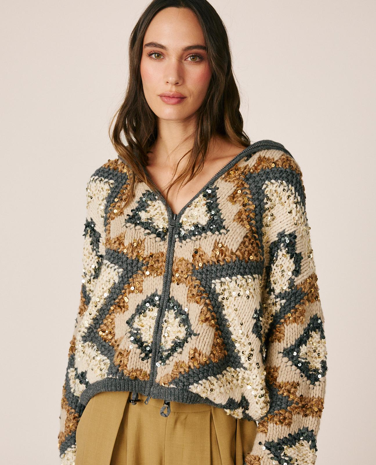 alma-en-pena-hooded-knit-cardigan-damen-strickjacke-mit-kapuze-braun image 2