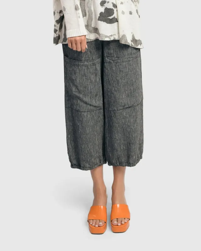 alembika-pinstripe-linen-lantern-hose-grau-leinenhose image 1