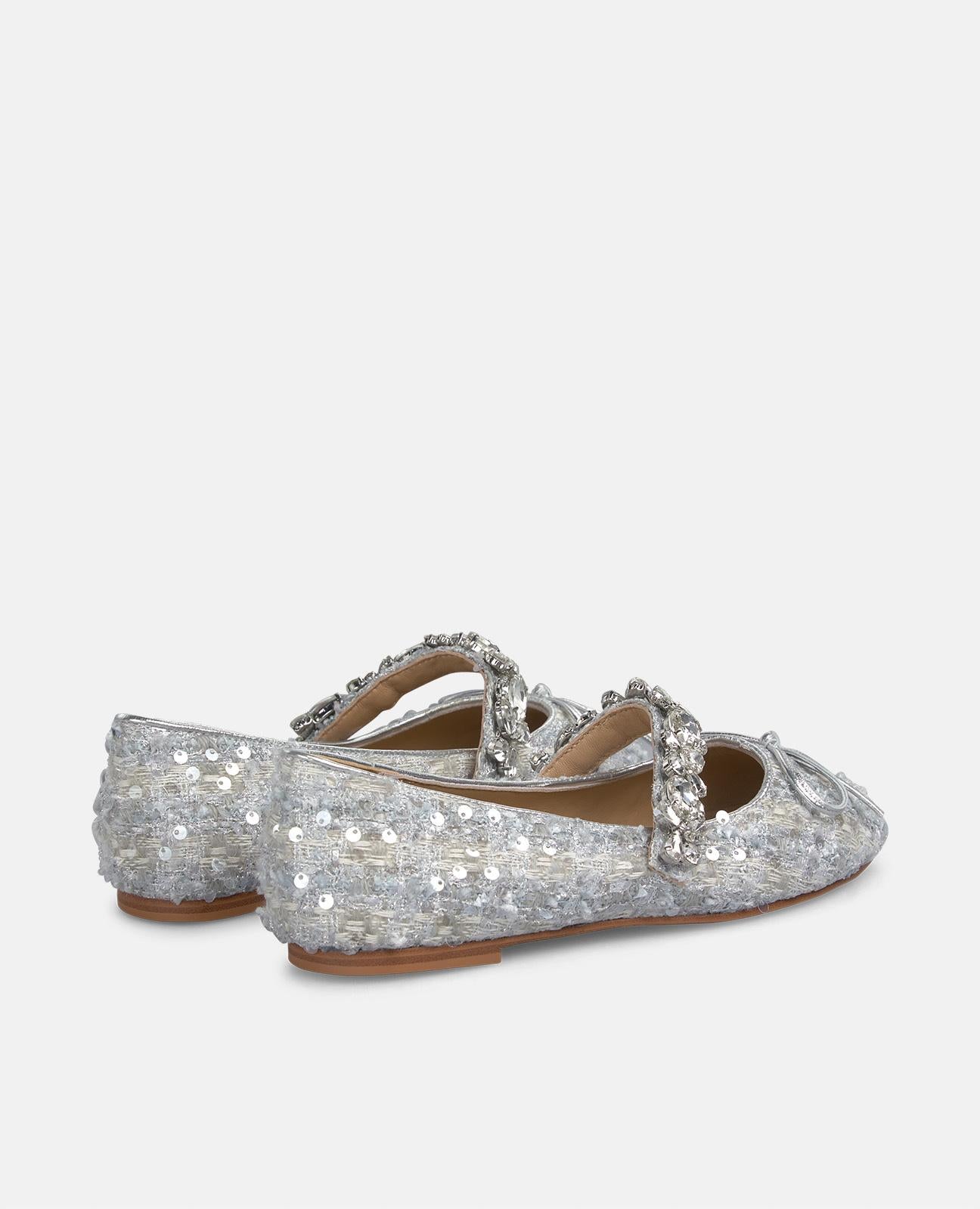 alma-en-pena-tweed-ballerina-silber-mit-strass image 3