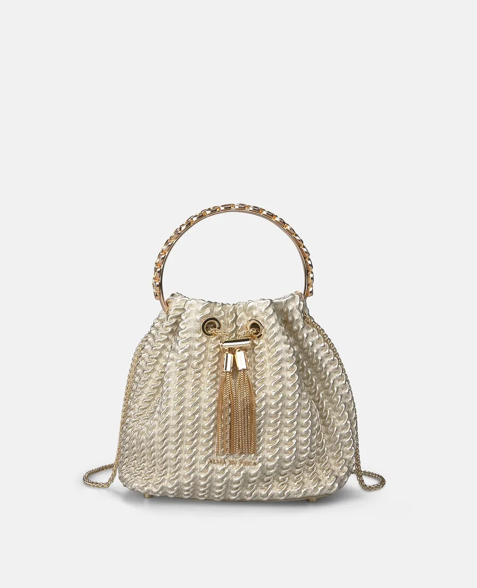 alma-en-pena-embossed-candy-bag-clutch-gold-leder-mit-kette image 1