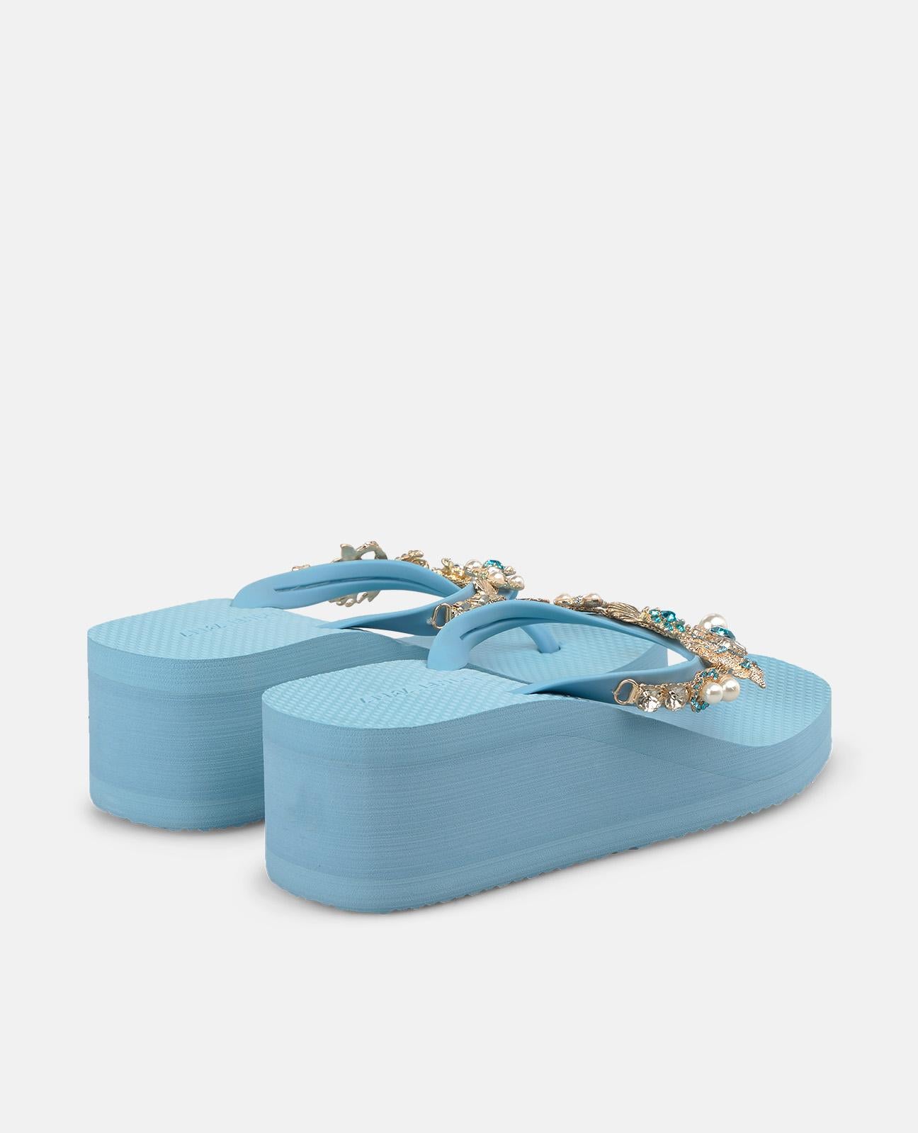 alma-en-pena-plateau-zehentrenner-blaue-strass-sandalen-5-5-cm-mit-eckiger-zehe image 3