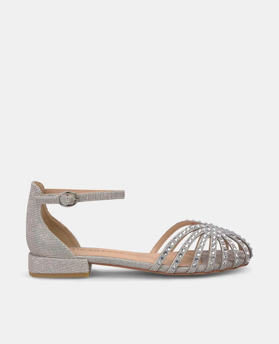alma-en-pena-crab-damen-sandale-silber-flach-mit-schnalle-2-3-cm image 1