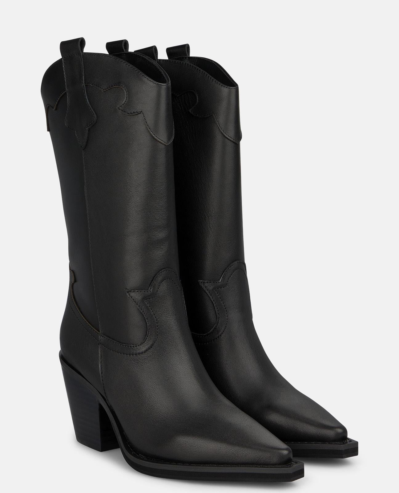 alma-en-pena-cowboy-stiefel-schwarz-nappa-7-cm-blockabsatz image 2