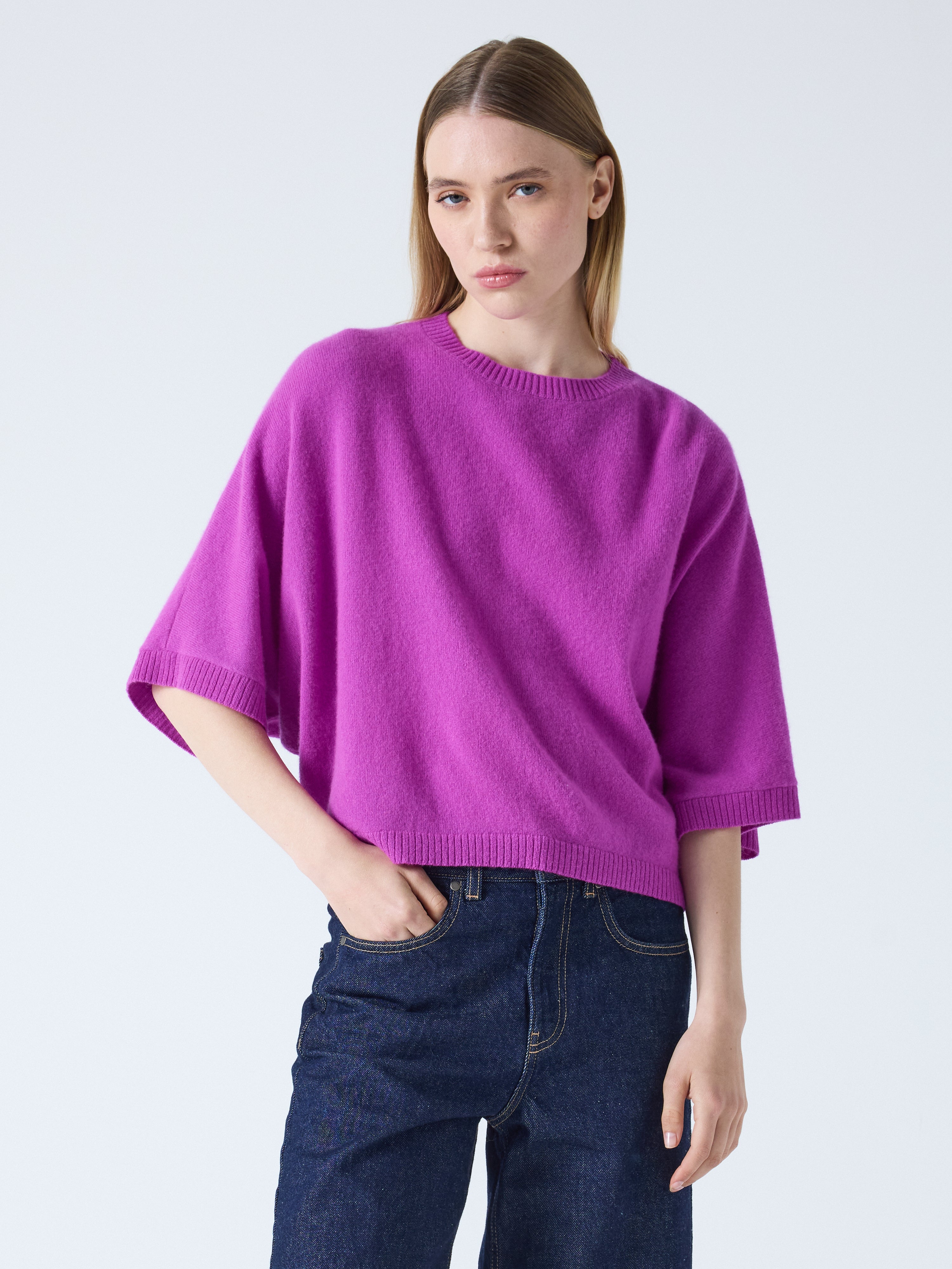 absolut-bettina-kaschmir-poncho-pullover-damen-rundhals-purple-neon image 5