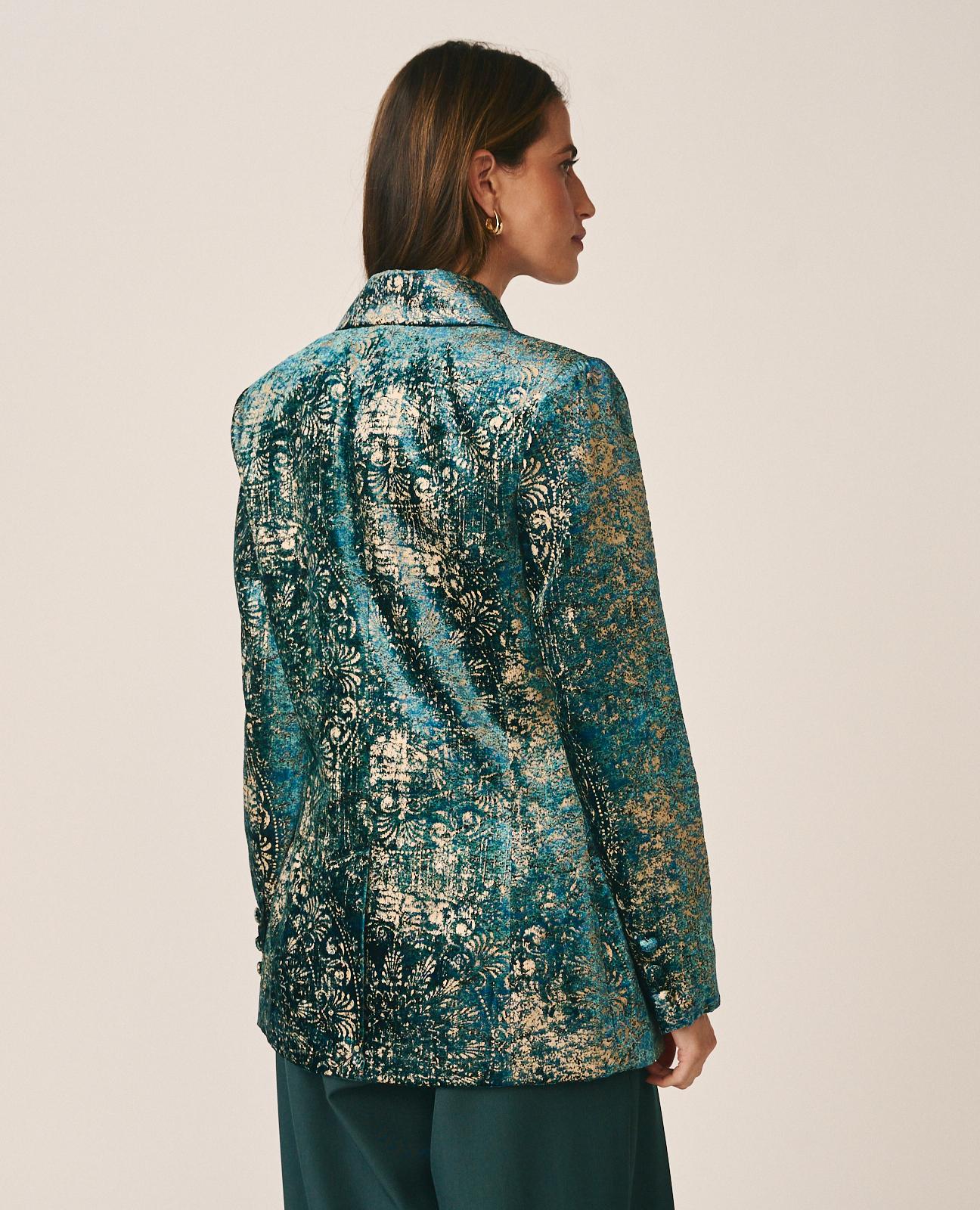 alma-en-pena-blazer-aus-samt-mit-fantasieprint-blau-oversize-double-breasted image 7