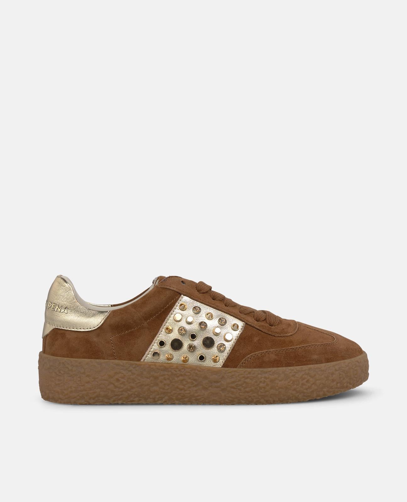 alma-en-pena-sneaker-suede-mit-strass-braun image 1