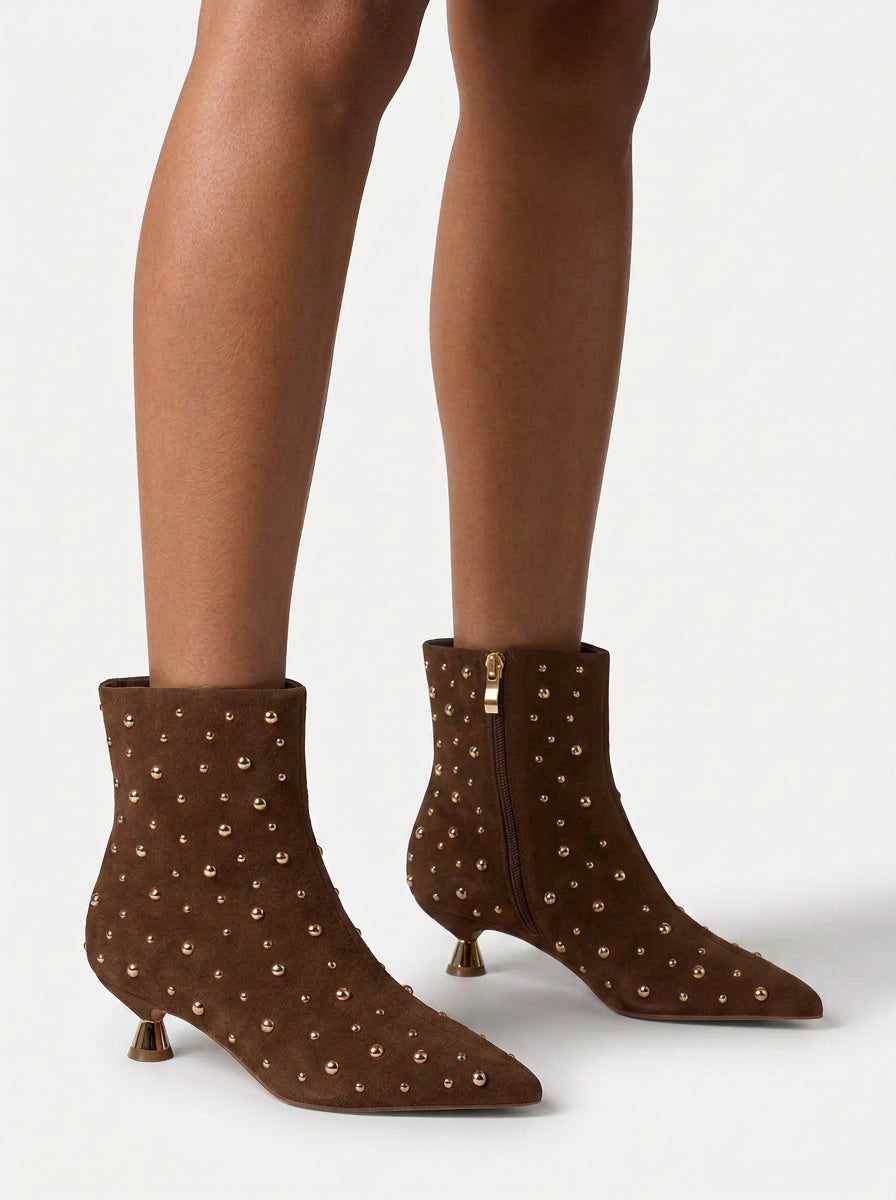 alma-en-pena-stiefeletten-velours-nieten-camel-4-cm image 5