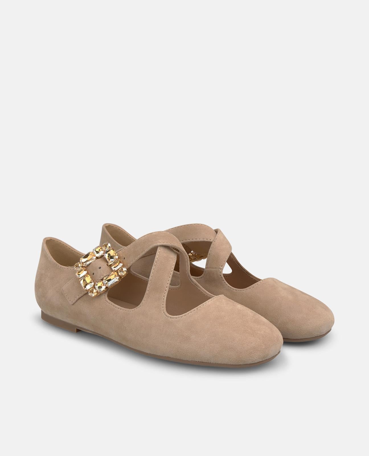 alma-en-pena-ballerina-wildleder-ballerina-arena-mit-schnalle-und-schmuck image 2