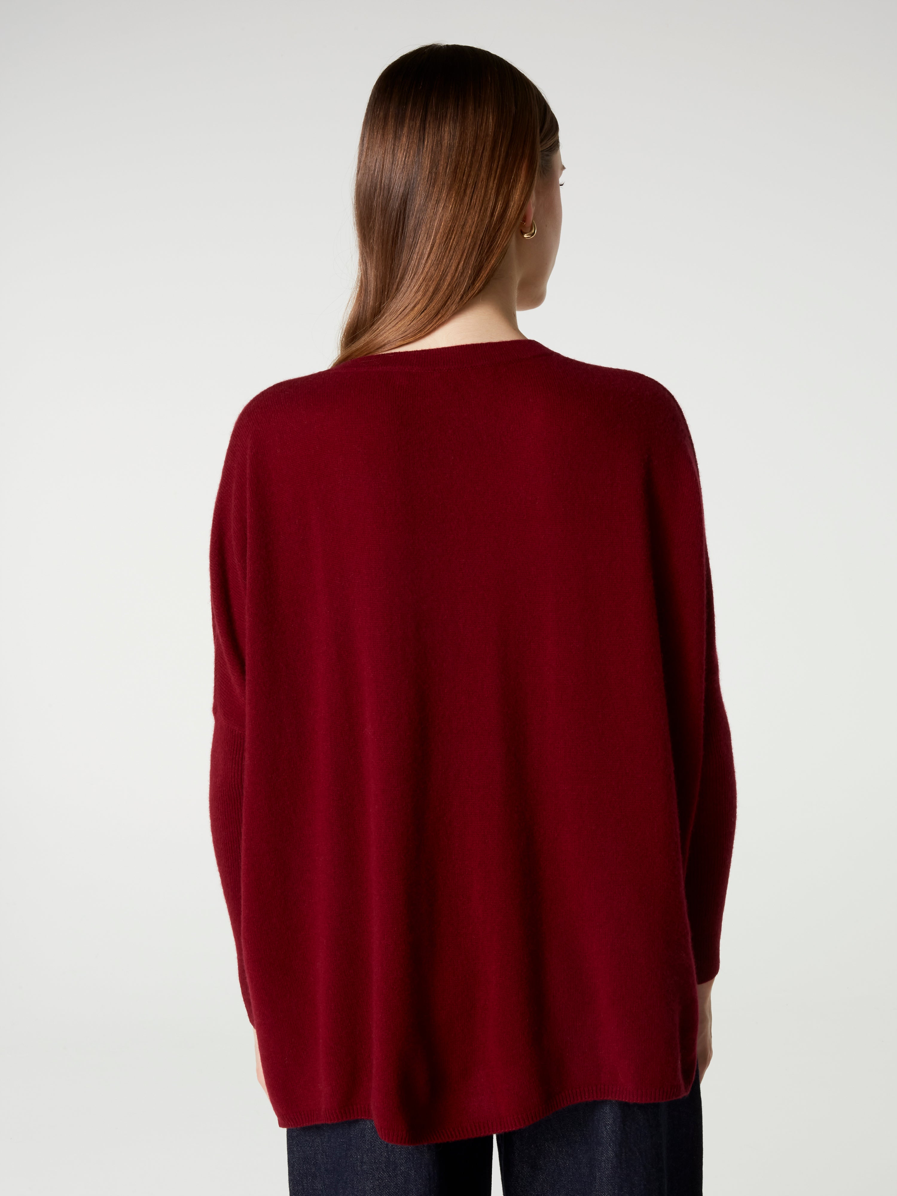 absolut-alison-damen-kaschmir-poncho-cardigan-v-ausschnitt-kirschrot image 4