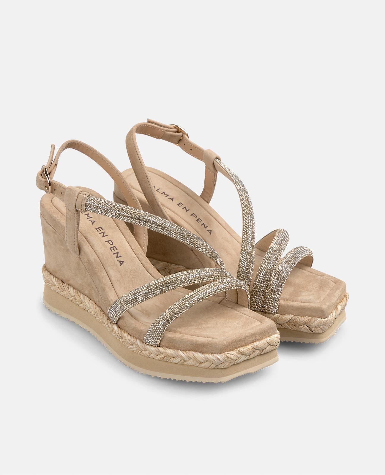 alma-en-pena-wedge-keilsandalette-arena-geflochten-strass-9-8-cm image 2