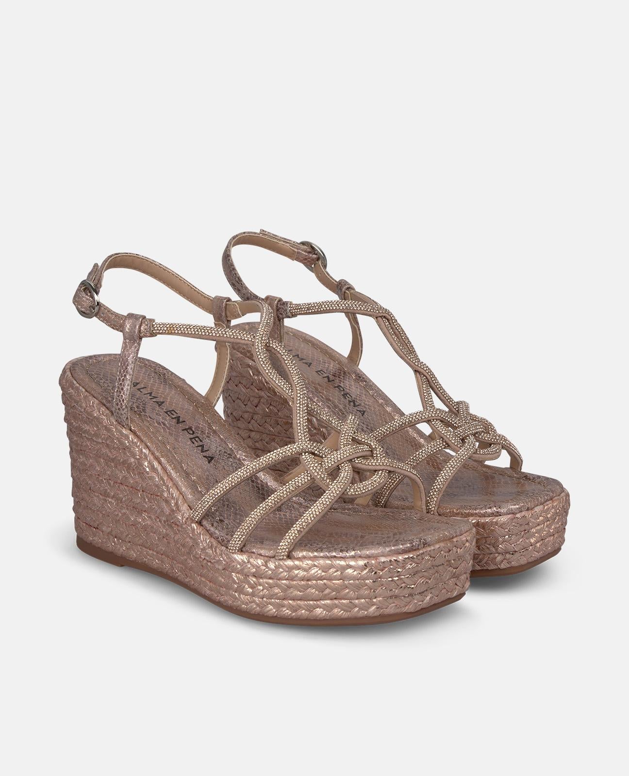 alma-en-pena-keilsandalen-mit-geflochtenen-riemen-rosa-9-cm-keilabsatz image 2