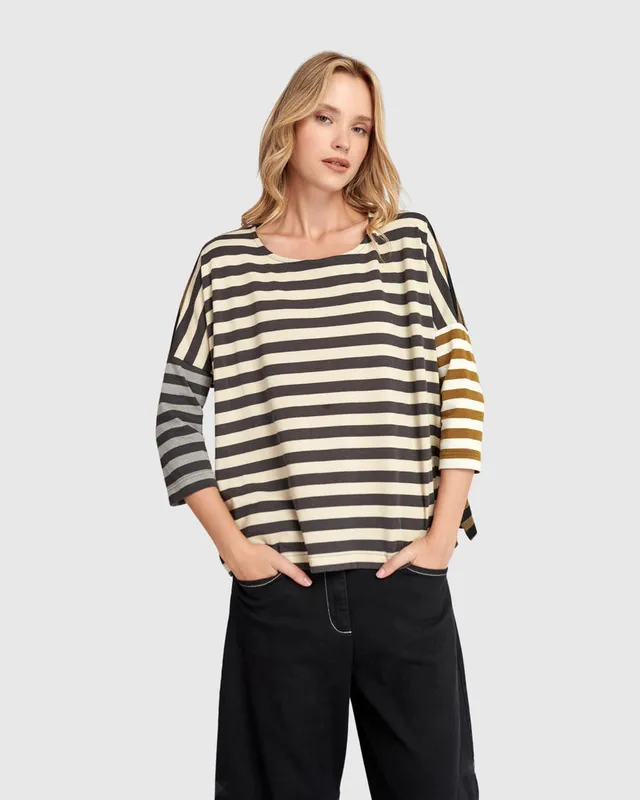 alembika-urban-forever-boxy-tee-stripes-damen-t-shirt image 1