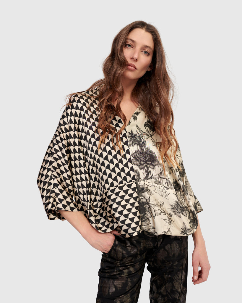 alembika-fatima-draped-top-mix-damen-tunika-v-ausschnitt image 1