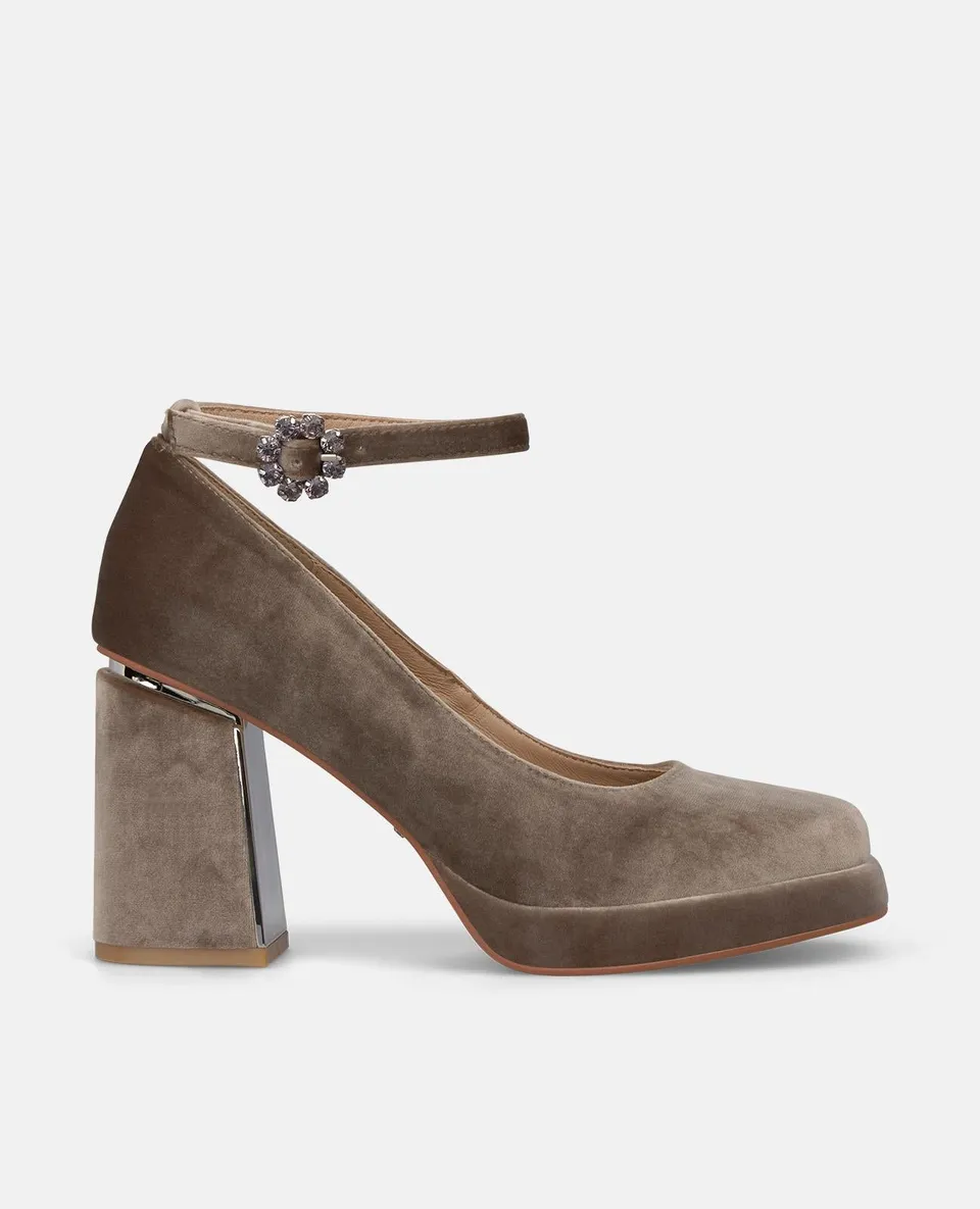 alma-en-pena-pumps-mink-samt-mit-kn-chelriemen-8-5-cm-blockabsatz image 1