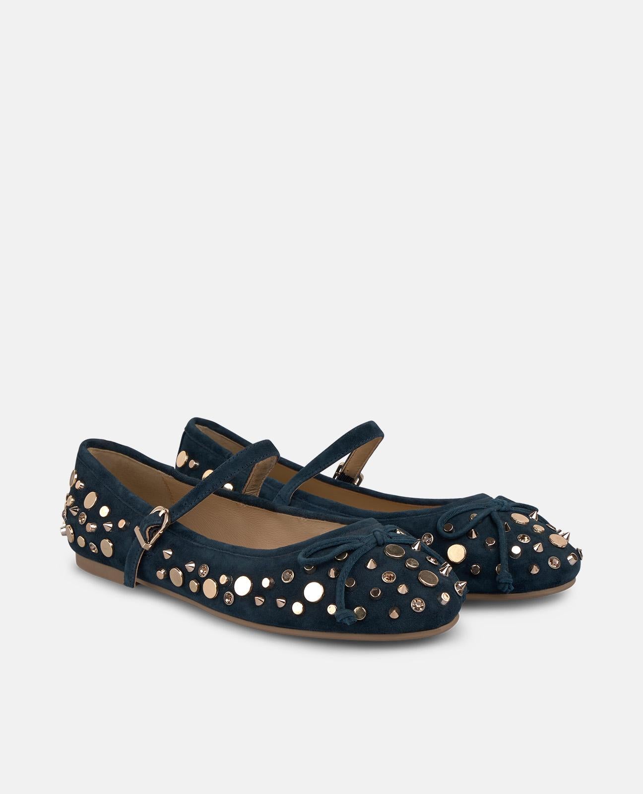 alma-en-pena-ballerina-lazo-tachas-damen-ballerina-dunkelblau-0-8-cm image 2