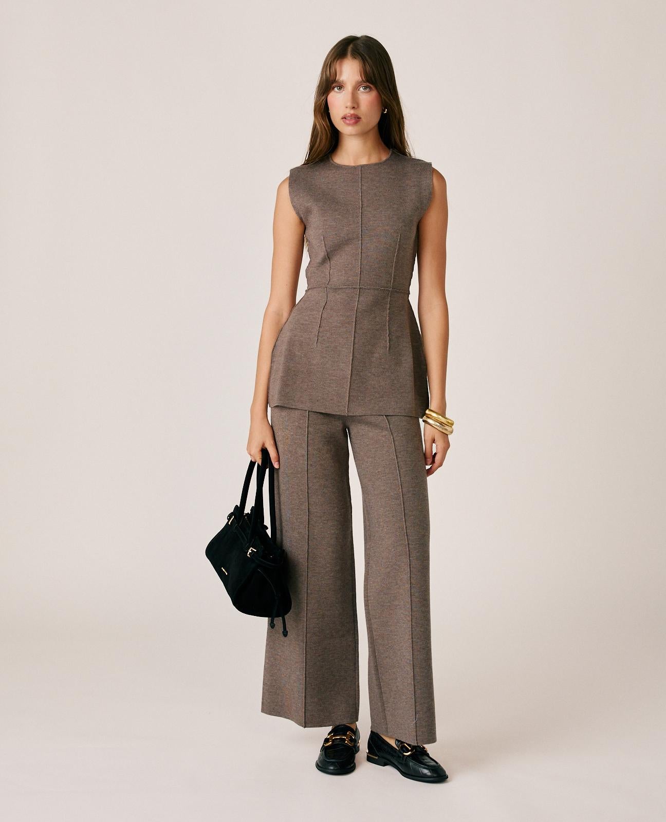 alma-en-pena-strickhose-wide-leg-braun-high-rise image 1