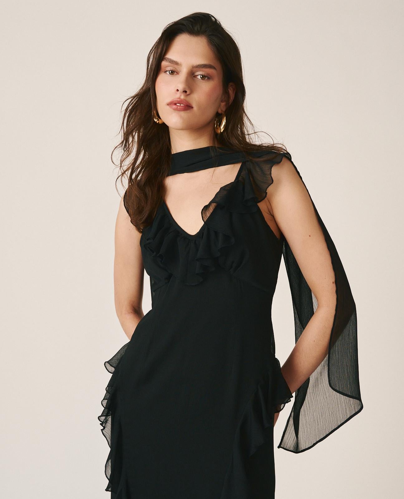 alma-en-pena-maxikleid-mit-r-schen-schwarz-inkl-tuch image 4