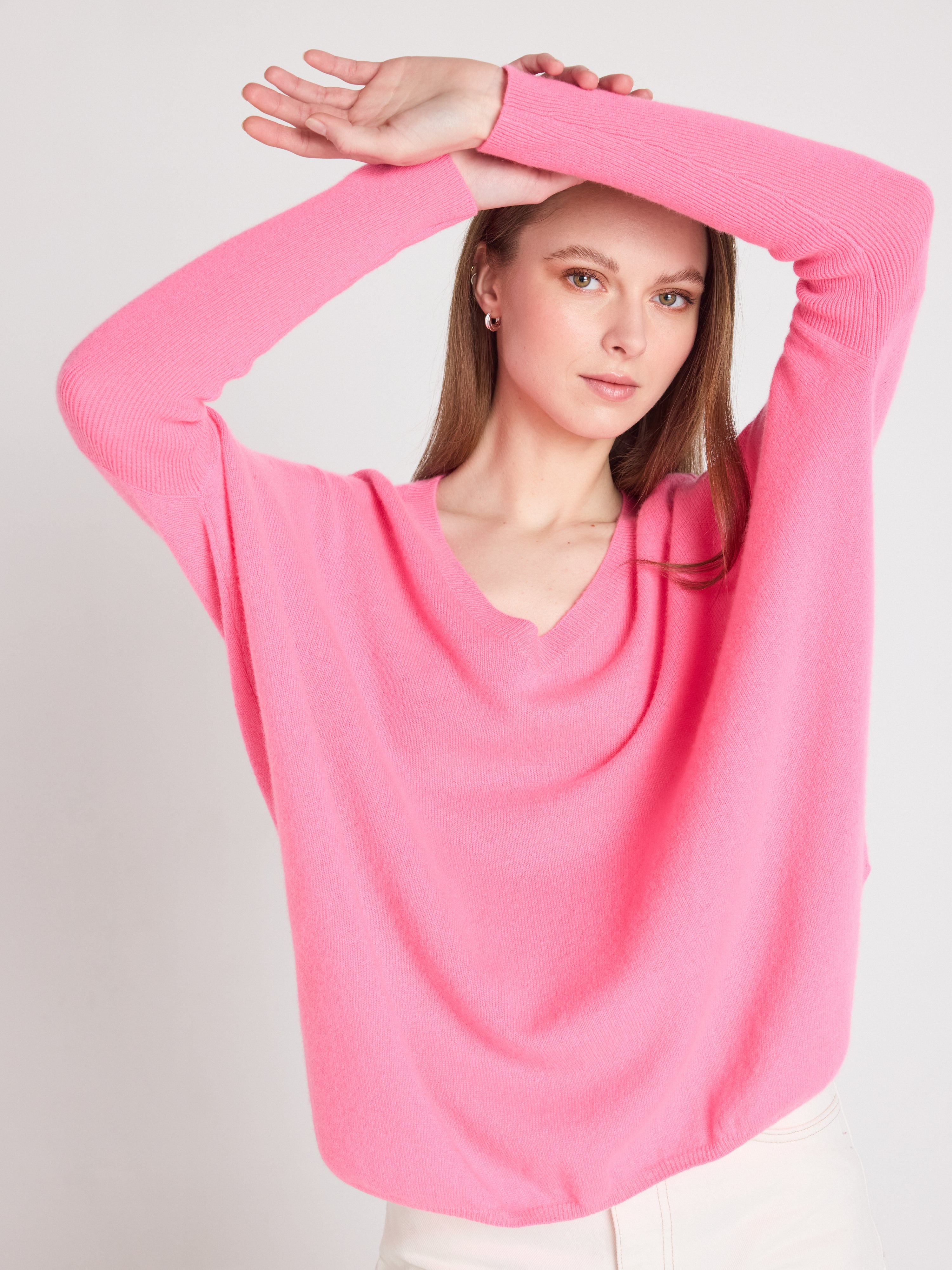 absolut-pull-poncho-camille-kaschmir-v-ausschnitt-rosa-neon image 6