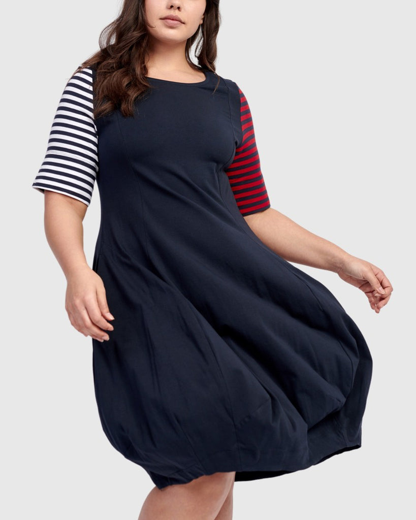 alembika-saint-marie-crew-cocoon-kleid-navy-midi-jersey image 1