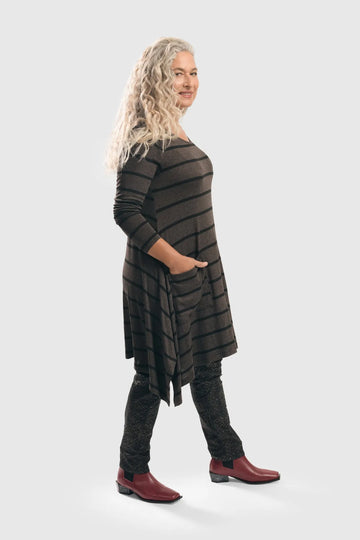 alembika-linear-tunic-top-black-brown-langarmtunika image 6