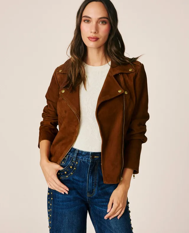 alma-en-pena-suede-bikerjacke-aus-wildleder-in-camel image 1