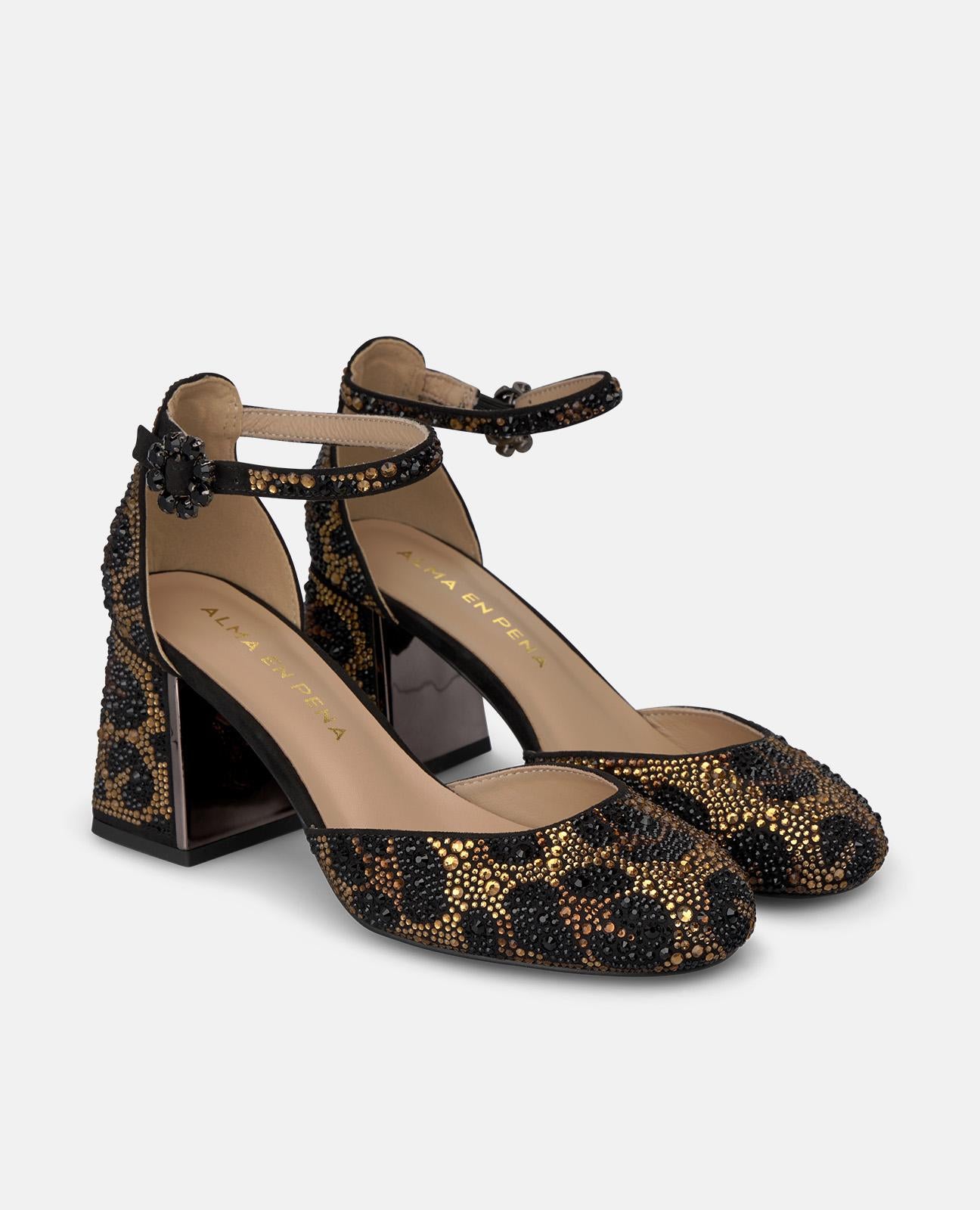 alma-en-pena-animal-print-pumps-schwarz-7-cm-strass image 2