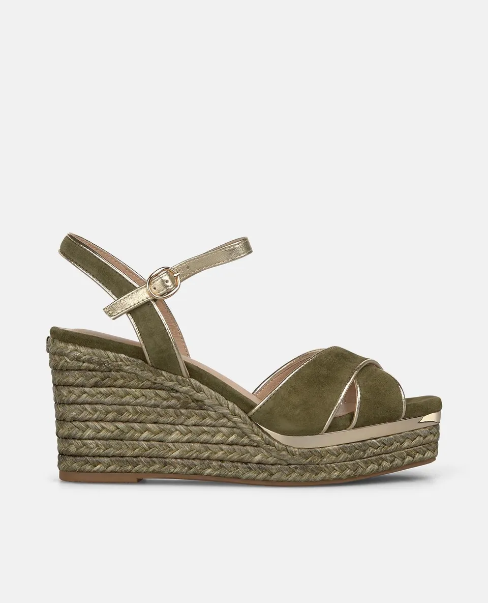alma-en-pena-double-crossed-strap-esparto-keilsandale-9-5-cm-khaki image 1