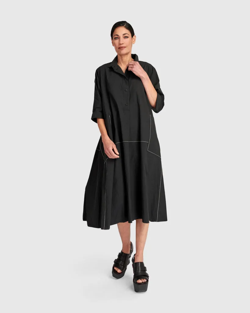 alembika-urban-the-edit-cotton-a-linien-kleid-black image 1