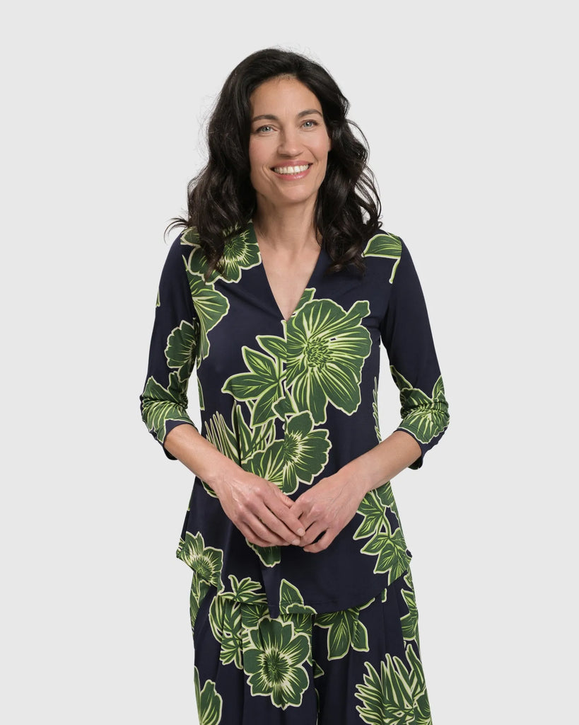 alembika-jenna-signature-v-neck-top-3-4-arm-shirt-royal image 1