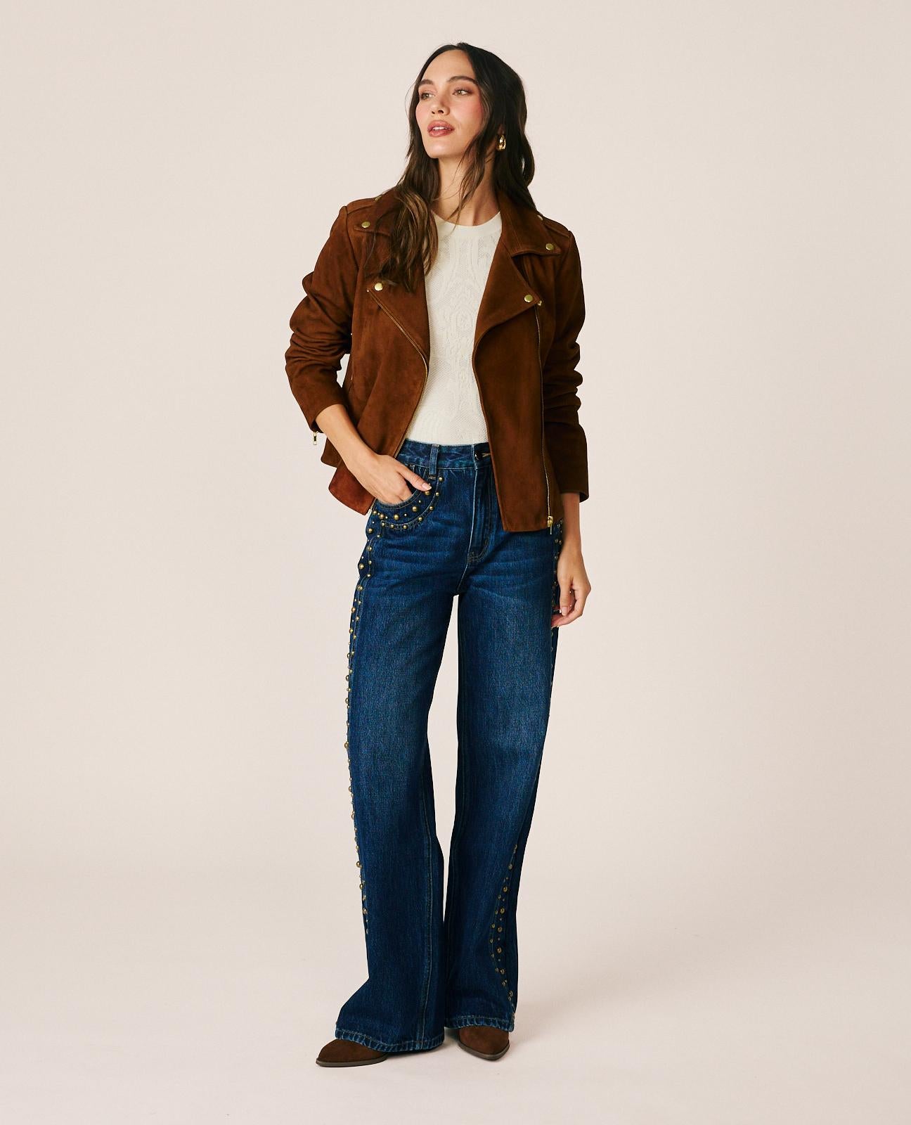 alma-en-pena-suede-bikerjacke-aus-wildleder-in-camel image 3