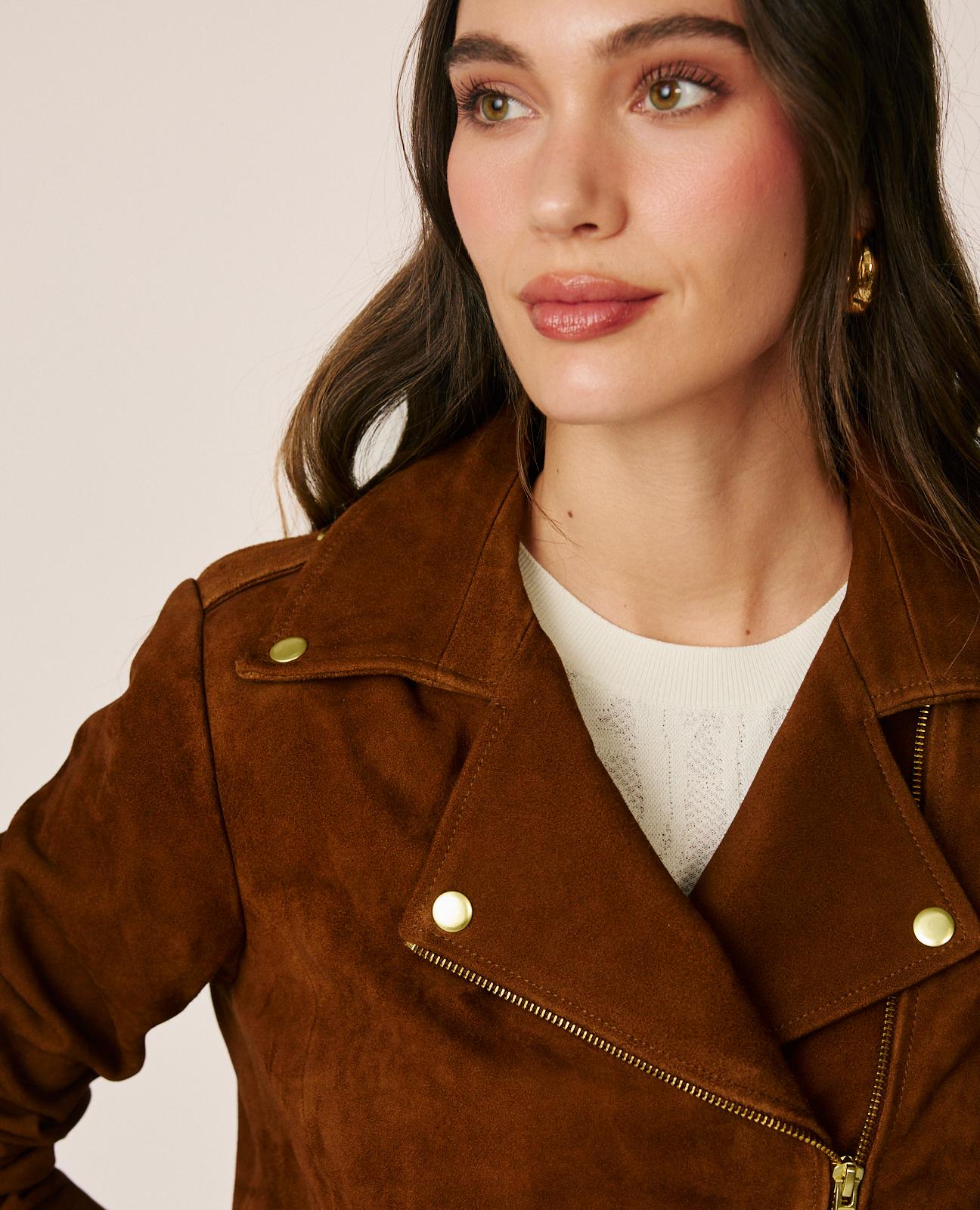 alma-en-pena-suede-bikerjacke-aus-wildleder-in-camel image 4