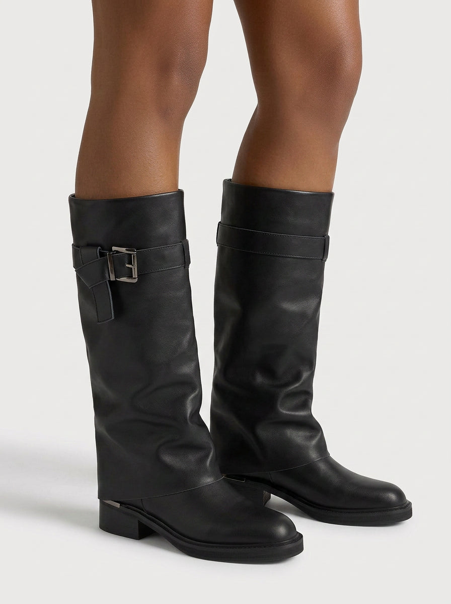 alma-en-pena-alfa-64250-flache-nappa-stiefel-mit-schnalle-schwarz image 5