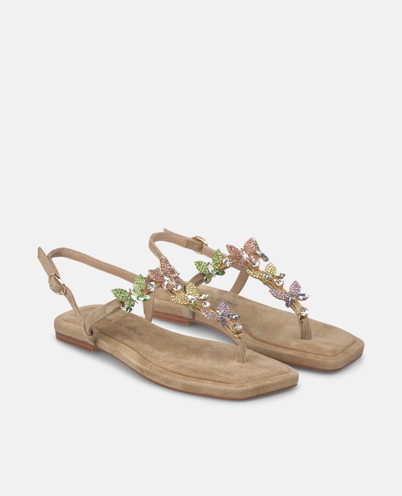 alma-en-pena-flache-t-riemen-sandalen-arena-mit-strass image 2