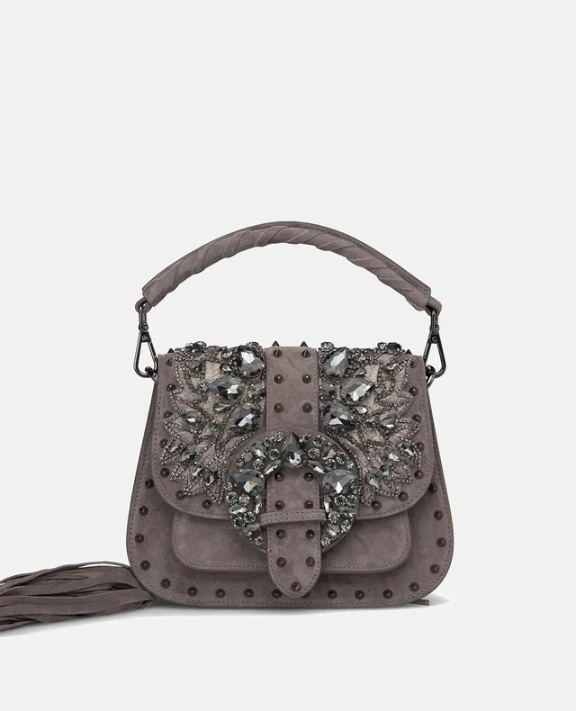 alma-en-pena-schultertasche-glitzer-nieten-grau image 1
