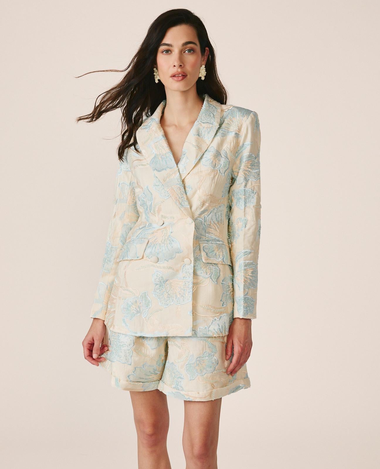 alma-en-pena-blazer-floral-mit-pailletten-blau image 5