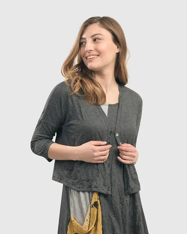 alembika-linea-crinkle-crop-cardy-jacke-schwarz image 1