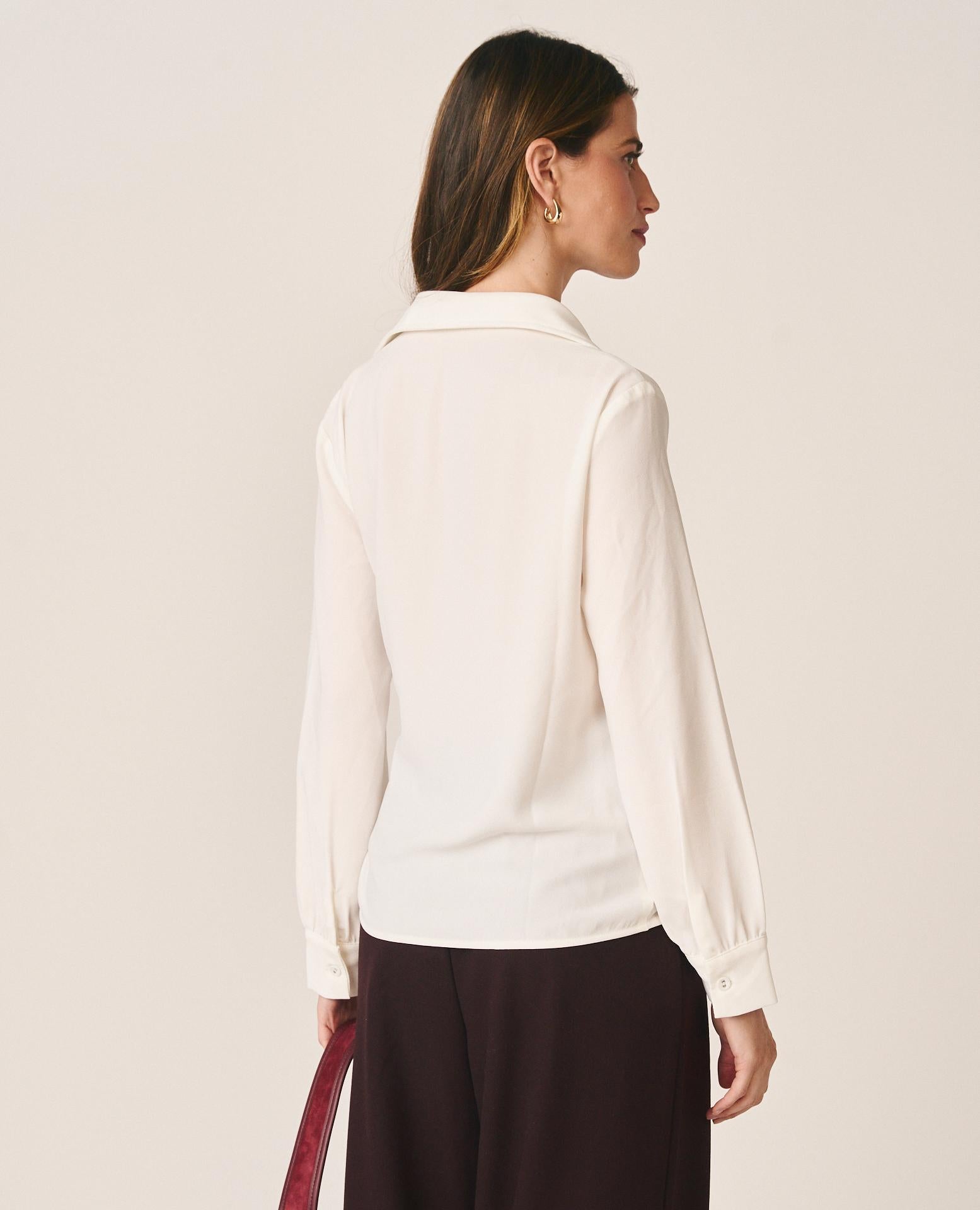 alma-en-pena-satin-shirt-bluse-mit-schleife-wei image 5
