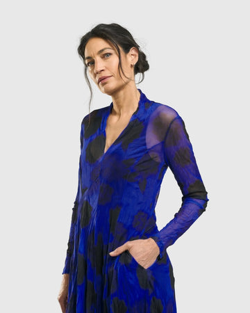 alembika-ladybug-a-linien-kleid-royalblau-mit-punkten-midikleid image 3