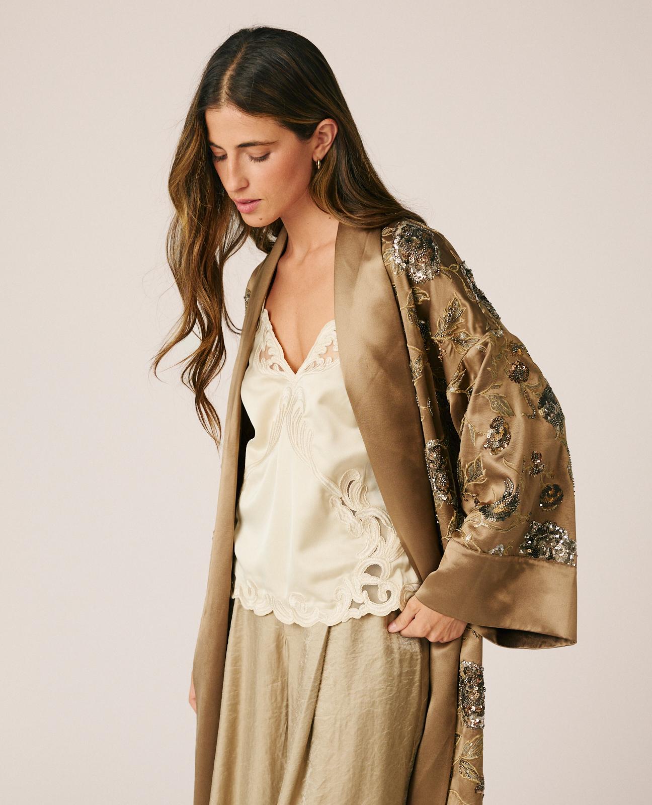 alma-en-pena-satin-kaftan-mink-mit-pailletten image 3