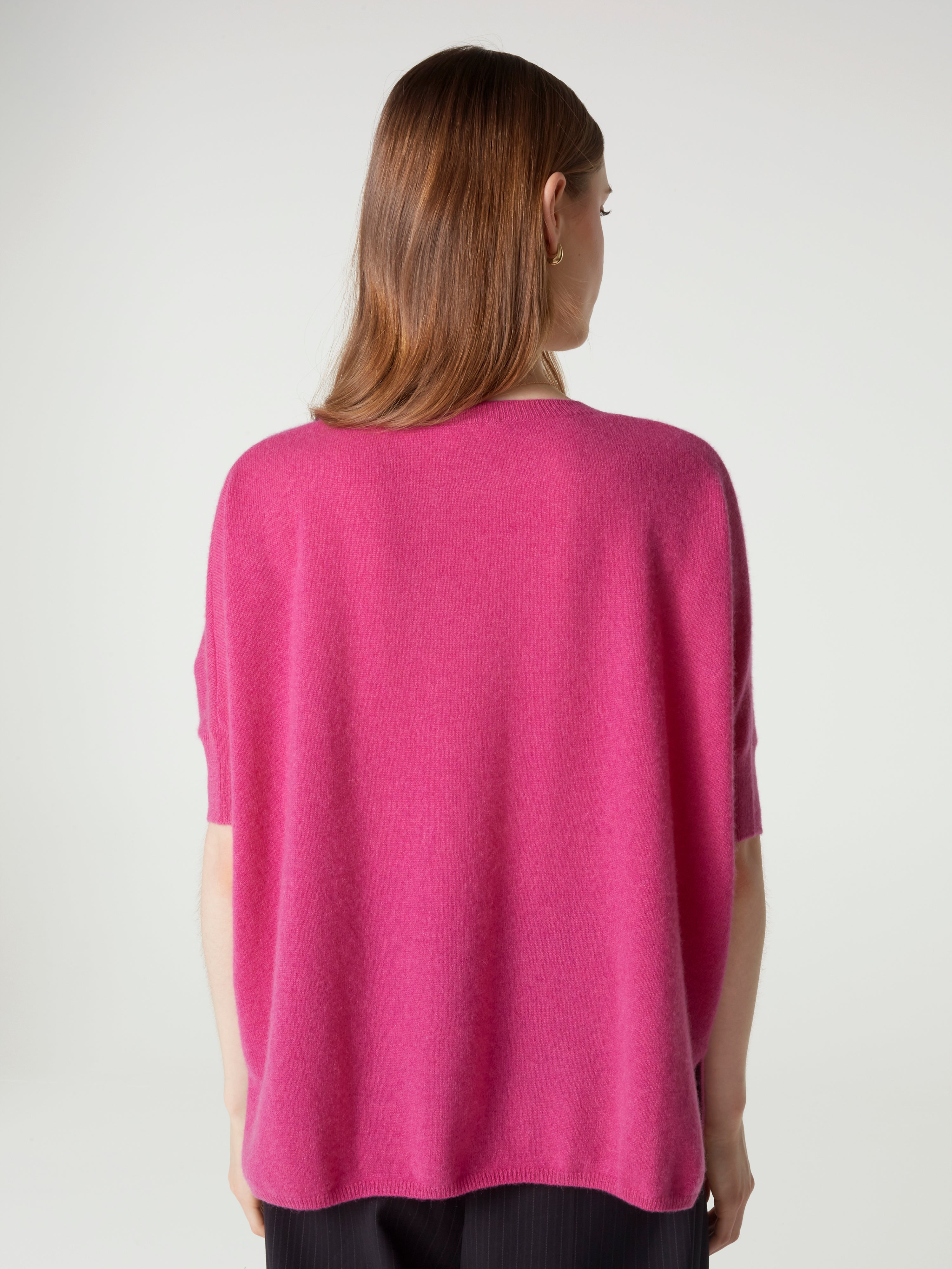 absolut-kate-damen-kaschmir-poncho-pullover-v-ausschnitt-himbeer-melange image 4